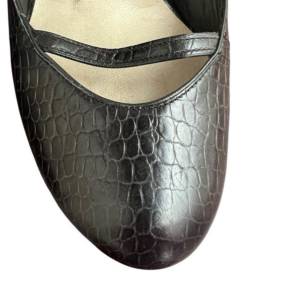 Marc Jacobs Mary Jane Heels Pumps Black Crocodile Embossed Leather 39 US 8.5 - Picture 7 of 8